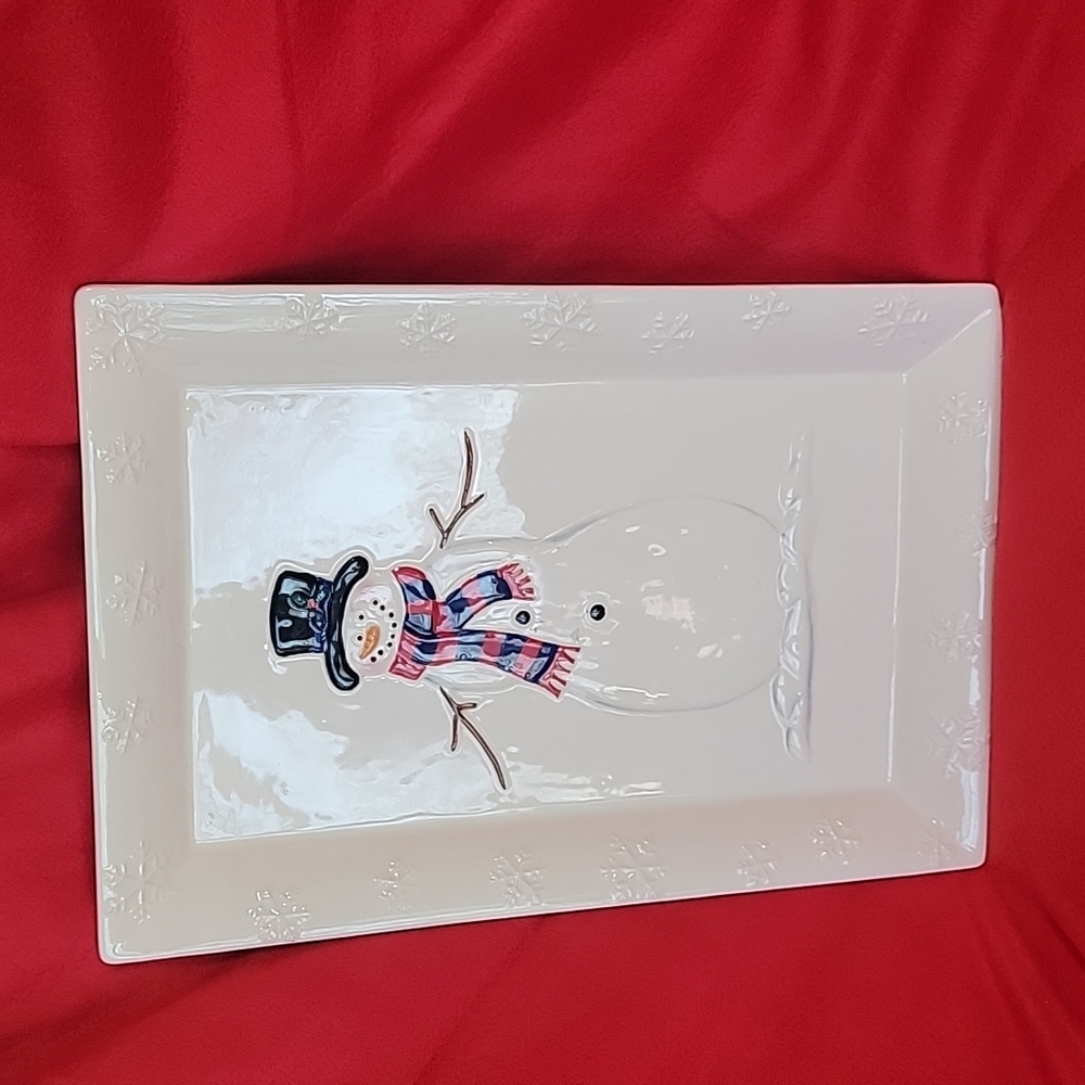 The Cutest Snowman Tray Platter 15 3/4" x 10 1/2"